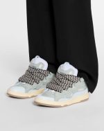 lanvin leather curb sneakers