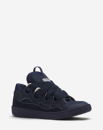 lanvin leather curb sneakers