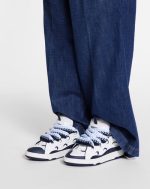 lanvin curb sneakers white navy