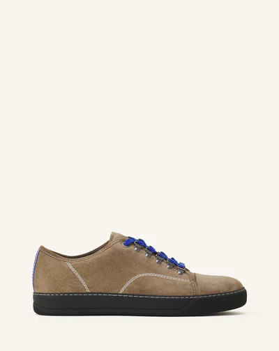 DBB1 LEATHER AND SUEDE LANVIN SNEAKER | Dark Beige/Brown